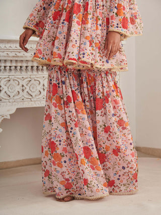 Libas champagne floral kurta and gharara