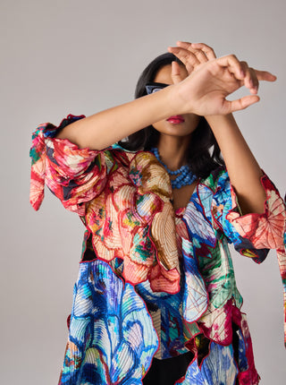 Effie Multicolor Coat, Corset And Skirt by Saaksha & Kinni available on Indiaspopup.com