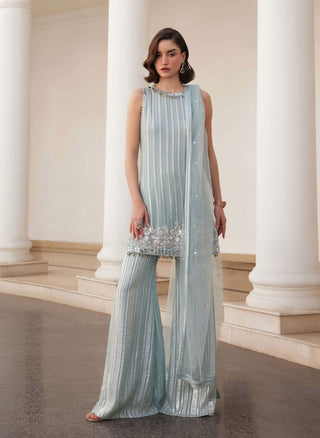 Powder blue straight kurta and pants set