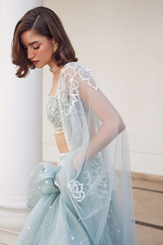 Powder blue organza skirt and bustier set