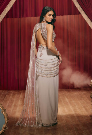 Sarah grey drape sari and blouse