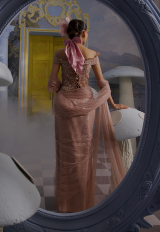 Erika champagne lace corset with sari