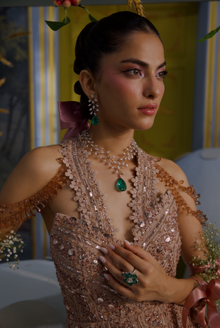 Stella champagne embellished gown