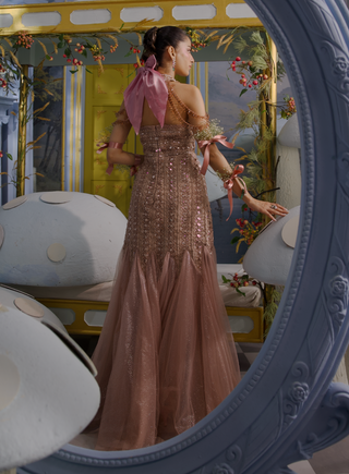 Stella champagne embellished gown