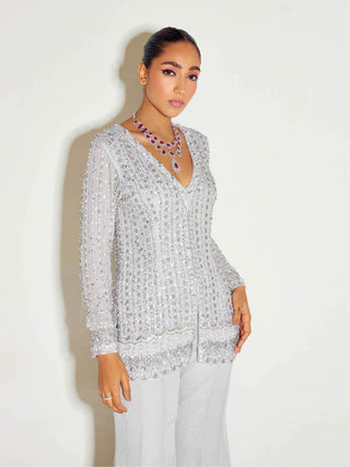 Sanya Gulati-Grey Tonal Kurta And Flared Pants Set-INDIASPOPUP.COM