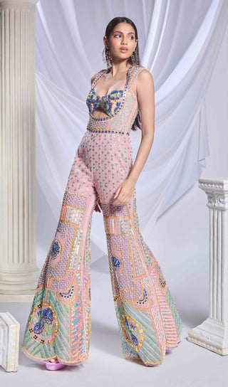 Story Of Sequence Pink Jumpsuit by Papa Don'T Preach By Shubhika, available on Indiaspopup.com