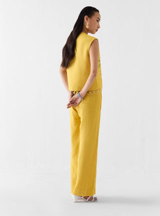 Multani mustard vest with trousers