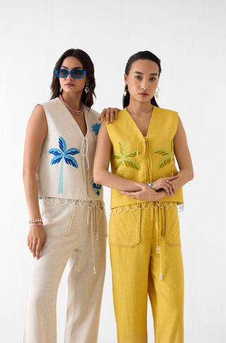 Multani mustard vest with trousers