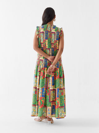 Johari multi print ruching dress