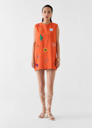 Sahara orange dawn short dress