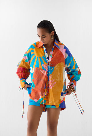 Kota multi print shirt with shorts