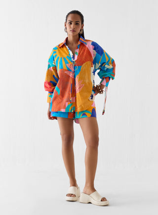 Kota multi print shirt with shorts
