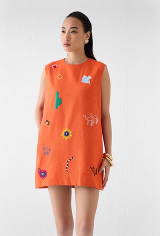 Sahara orange dawn short dress