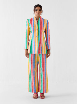 Leher rainbow print blazer with trousers