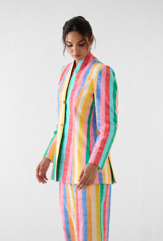 Leher rainbow print blazer with trousers