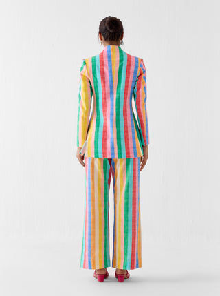 Leher rainbow print blazer with trousers