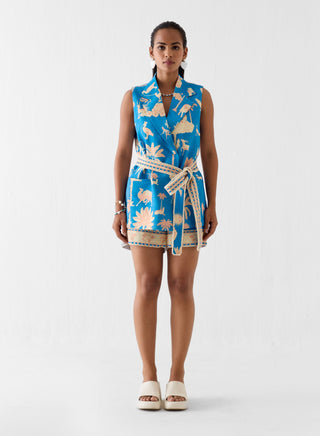 Jaipur blue blazer with shorts