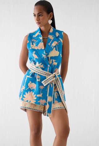 Jaipur blue blazer with shorts