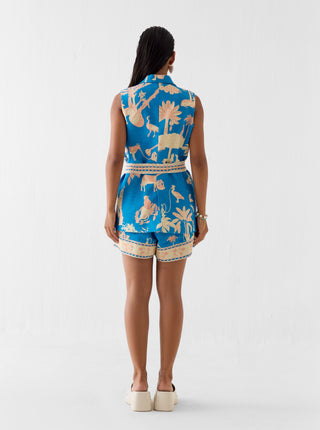 Jaipur blue blazer with shorts