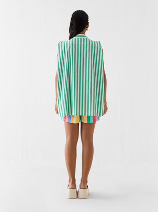 Mint poplin shirt with flower