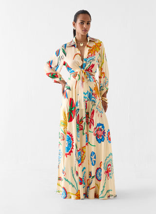 Sanganer multi print crop top with skirt