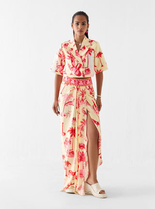 Sawai multi print crop blazer with skirt