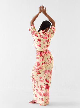 Sawai multi print crop blazer with skirt