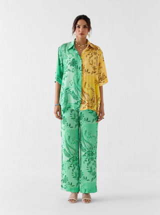 Buta green half and half shirt with trousers