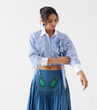 Azure crop shirt