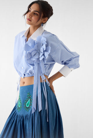 Azure crop shirt
