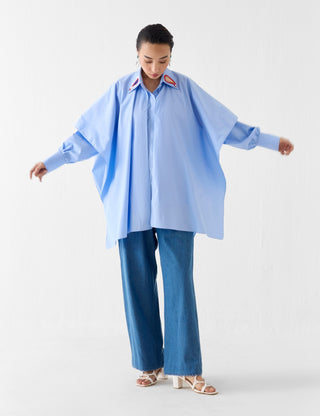 Azure layered poplin shirt