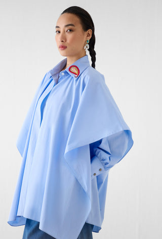 Azure layered poplin shirt