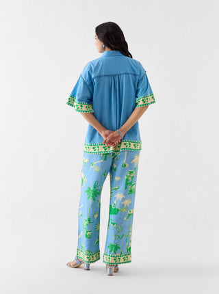 Nila blue boxy shirt with trousers
