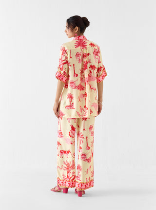 Sawai multi print shirt with trousers
