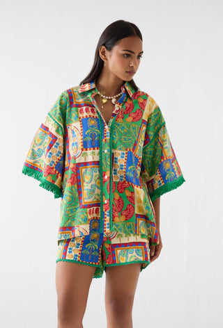 Johari multi print shirt with shorts