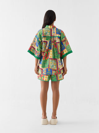 Johari multi print shirt with shorts