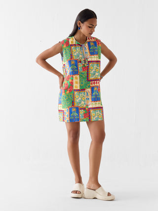 Johari multi print short dress