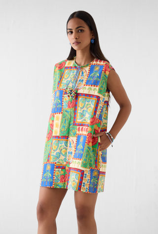 Johari multi print short dress