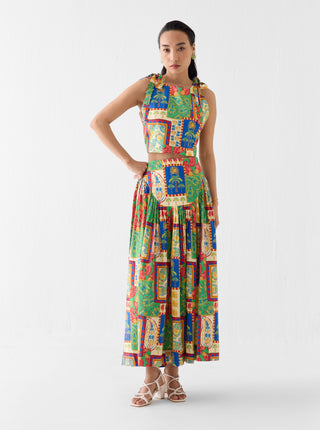 Johari multi print crop top with gathered skirt