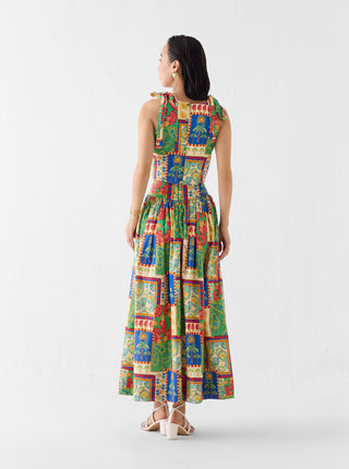 Johari multi print crop top with gathered skirt