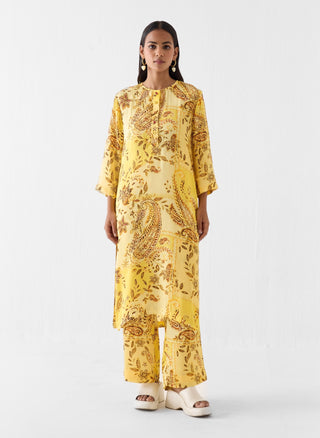 Ambi yellow straight kurta with pants
