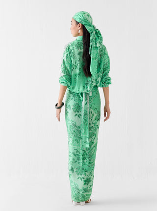 Buta green draped shirt dress