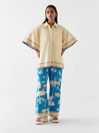 Jaipur blue boxy shirt with trousers