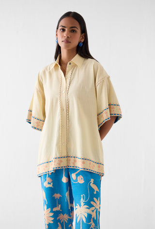 Jaipur blue boxy shirt with trousers