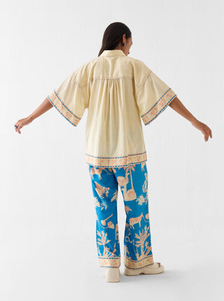 Jaipur blue boxy shirt with trousers
