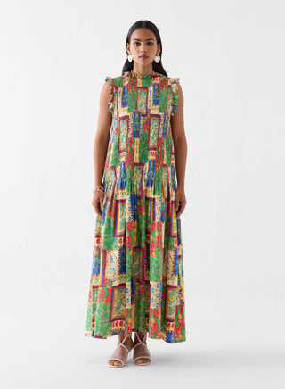 Johari multi print ruching dress