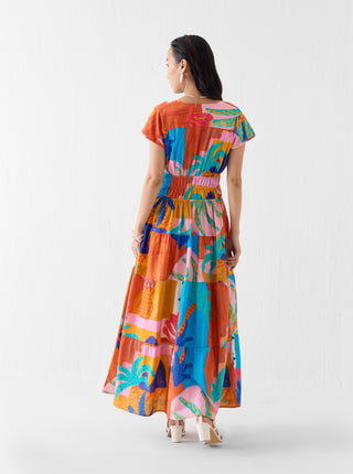 Kota multi print cinched waist dress