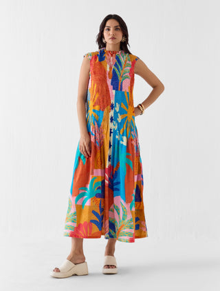 Kota multi print ruching dress