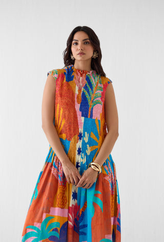 Kota multi print ruching dress