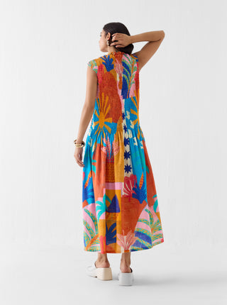 Kota multi print ruching dress